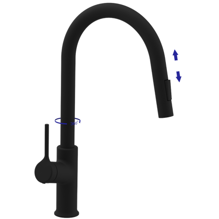 Invena bateria kuchenna z wyciąganą wylewką Farsala, czarny BZ-40-U04-S