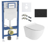 Zestaw stelaż podtynkowy Geberit UP320 do WC z przyciskiem Cortado czarny mat + miska WC Sofi Slim z deską Lavita S197