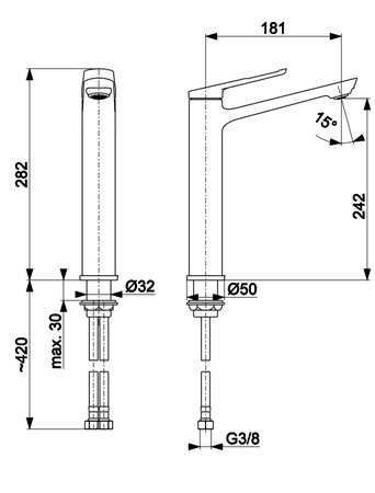 KFA bateria umywalkowa stojąca nablatowa AMAZONIT, chrom + click clack 4622-613-00