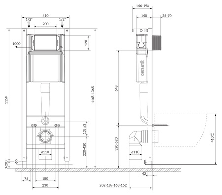 Cersanit stelaż podtynkowy do WC MITO 40 MECH z przyciskiem ENTER II czarny mat S4005-007
