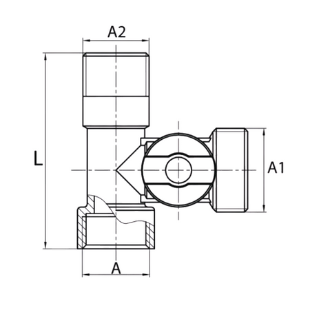 Diamond kurek kulowy rosyjski 3-drogowy 1/2"x1/2"x3/4", chrom ART.260.1/2X1/2X3/4