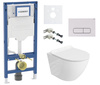 Zestaw stelaż podtynkowy Geberit UP320 do WC z białym przyciskiem Mocha + miska WC Sofi Slim z deską Lavita S201