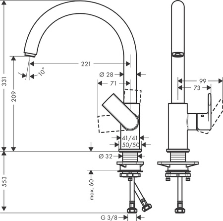 Hansgrohe Vernis Shape M-35 bateria kuchenna 260 71871670