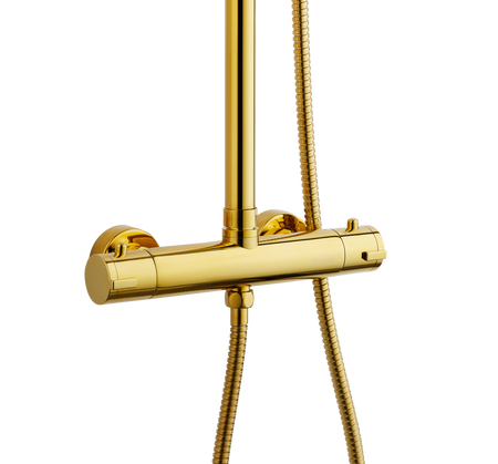 Invena zestaw prysznicowy z deszczownicą i baterią termostatyczną Gold, złoty AU-16-009-X