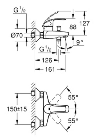 Grohe bateria wannowa Eurosmart, chrom 33300002