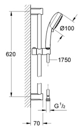Grohe zestaw z drążkiem prysznicowym Tempesta Cosmopolitan 100, chrom 27578002