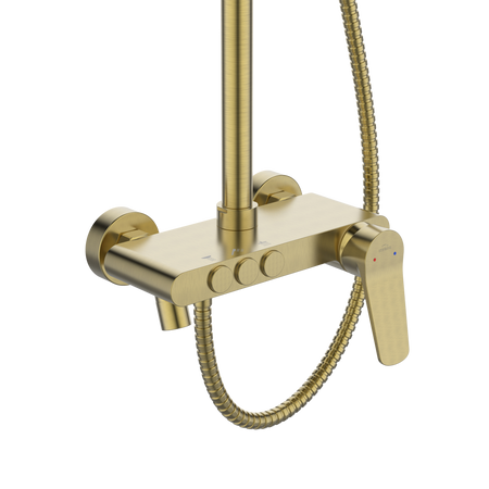 Invena zestaw prysznicowy z deszczownicą Alonia, złoto szczotkowane AU-70-D09-V