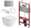 Zestaw stelaż Tece podtynkowy do WC z przyciskiem (chrom mat) + miska WC z deską Lavita S003