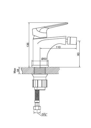Invena bateria bidetowa Dokos biały/chrom BB-19-002-V