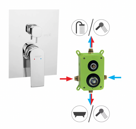 Ferro zestaw podtynkowy box 2-funkcyjny z baterią natryskową ALGEO SQUARE, chrom BAQ7P2BOX