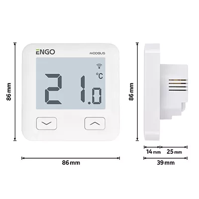 Engo regulator temperatury, MODBUS, 230V, internetowy, podtynkowy, Wi-Fi, biały E10-MBUSW