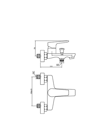 Invena bateria wannowa Dokos czarny/chrom BW-19-004-V