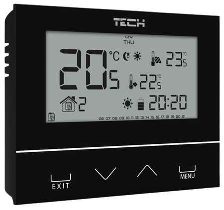 Tech Sterownik ST-292V2 pokojowy bezprzewodowy dwustanowy (3 mm szkło) czarny ST292V2BK