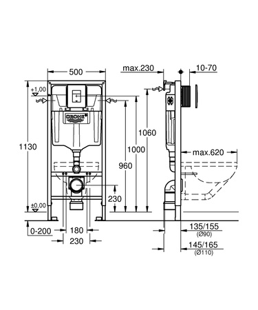 Grohe zestaw Rapid SL 5w1 ze stelażem podtynkowym do WC 113cm 38827000