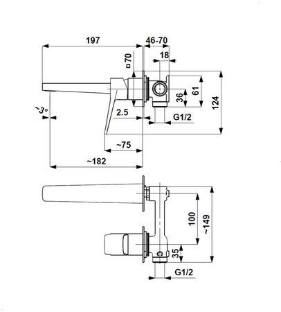 KFA bateria umywalkowa podtynkowa Malaga, złoty szczotkowany PVD 4529-810-31