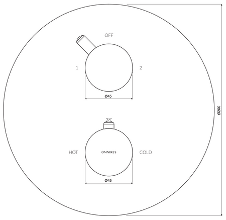 Omnires termostatyczna bateria prysznicowo-wannowa podtynkowa, element natynkowy Y czarny Y1236ROBL