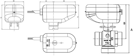 Samee trzydrogowy zawór strefowy/przełączający z siłownikiem (DN 20-G1") 3SQM25