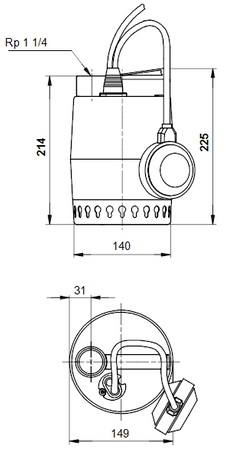 Grundfos pompa KP 150-A1, kabel 10 m 011H1800
