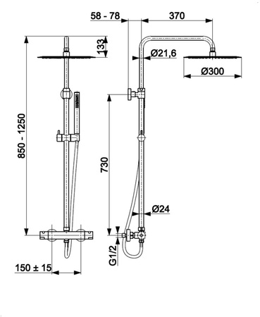 KFA deszczownia z baterią termostatyczną Moza Premium, gun metal grey PVD 5736-920-61