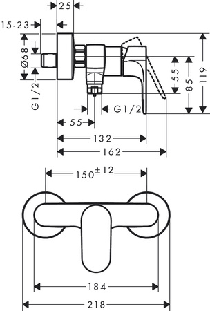 Hansgrohe bateria prysznicowa, natynkowa Rebris S, chrom 72640000