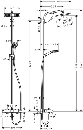 Hansgrohe komplet prysznicowy Crometta E 240, do wanny 27298000