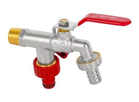 Diamond kurek kulowy - podwójny kran czerpalny, z dławikiem 1/2" ART.2503-15.KRAN