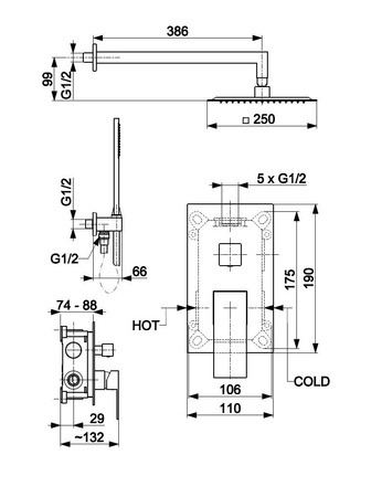 KFA zestaw natryskowy podtynkowy LOGON z baterią 3 funkcyjną, chrom 5139-501-00