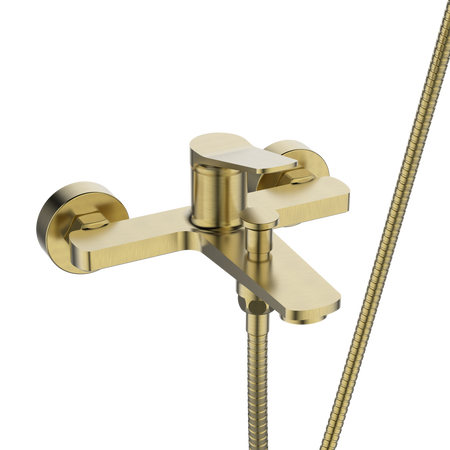 Invena bateria wannowa z zestawem natryskowym Alonia, złoto szczotkowane BW-70-009-V