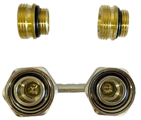 Honeywell podwójny zawór przyłączeniowy prosty 1/2" GW (z nyplami 1/2"x3/4") V2495DY015