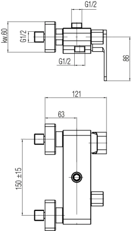 Valvex bateria natryskowa ścienna z przyłączem górnym Loft, chrom 2455760