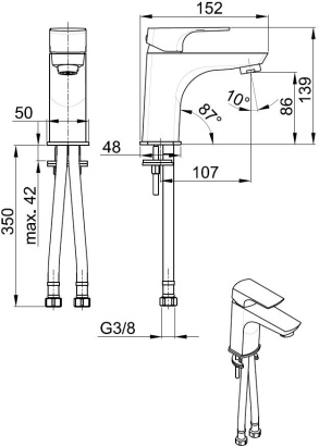 KFA bateria MOKAIT umywalkowa  stojąca, czarna + click  clack  5532-815-81