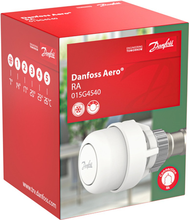 Danfoss głowica Aero™ zabezpieczona przed manipulacją do zaworów Danfoss RA 015G4540