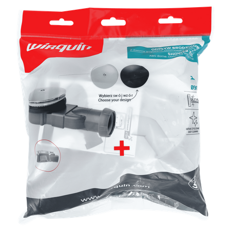 Wirquin odpływ brodzikowy z dwoma grzybkami SLIM fi90 chrom i czarny 30724458