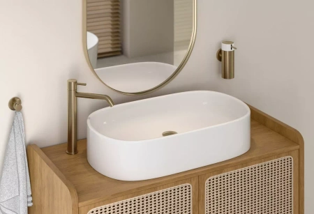 Ferro bateria umywalkowa nablatowa CIRICULUS, złoto szczotkowane BCK2LBG