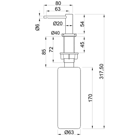 Invena dozownik na płyn do mycia naczyń lub mydło Issa, chrom AA-23-001-J