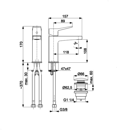 KFA bateria umywalkowa ze spustem klik-klak R35 Malaga, czarny 4522-825-81
