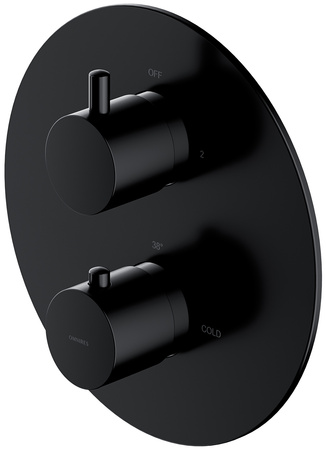 Omnires termostatyczna bateria prysznicowo-wannowa podtynkowa, element natynkowy Y czarny Y1236ROBL