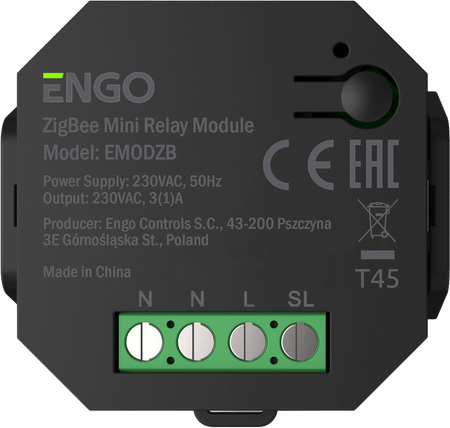 Engo bezprzewodowy moduł przekaźnika z funkcją repeatera ZigBee, 230V EMOD-ZB