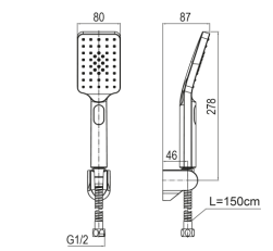 Valvex zestaw natryskowy punktowy, 3-funkcyjny Loft, gun metal 2432880