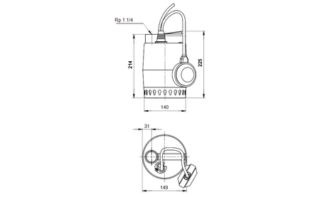 Grundfos pompa zatapialna UNILIFT KP 250-A1 z pływakiem (10m kabel) 012H1800