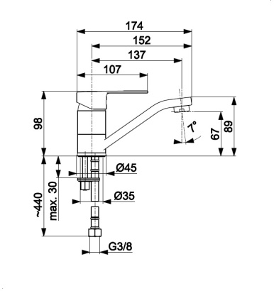 KFA bateria umywalkowa z obrotową, płaską wylewką II Mohit, chrom 5912-715-00