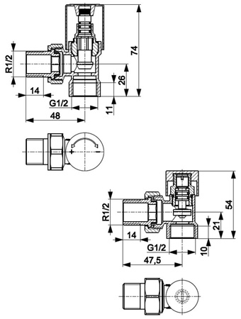 KFA zestaw grzejnikowy Komfort PRO, kątowy, grafitowy 758-130-61-BL