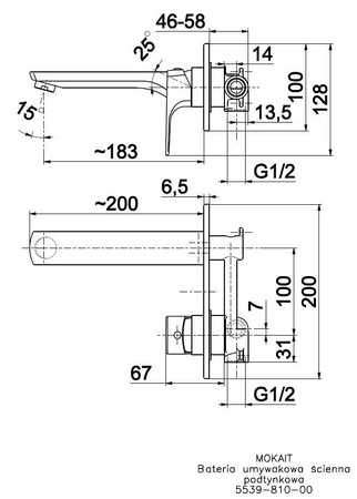 KFA bateria umywalkowa Mokait podtynkowa, ścienna 5539-810-00