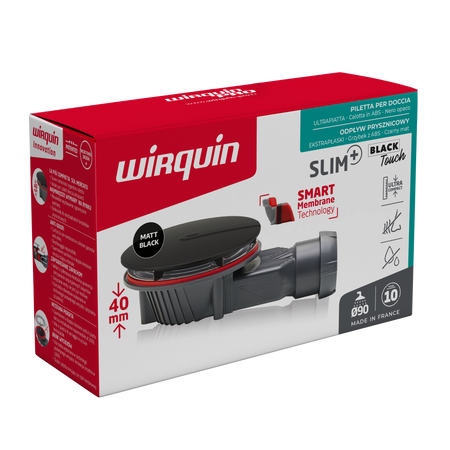 Wirquin odpływ brodzikowy Slim+ fi 90 mm, czarny mat 30724079
