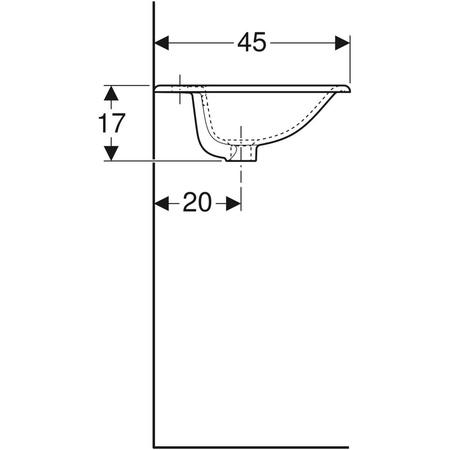 Geberit umywalka wpuszczana w blat Selnova Square, z przelewem, z otworem na baterię 500.306.01.1