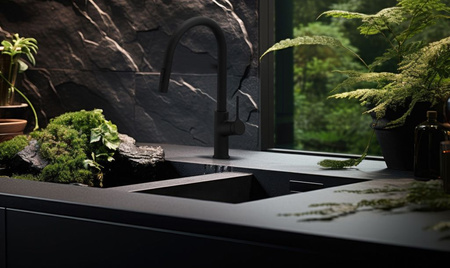 Invena bateria kuchenna z wyciąganą wylewką Farsala, czarny BZ-40-U04-S