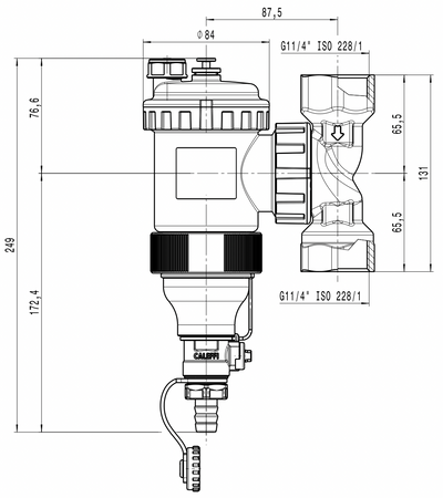 Caleffi separator zanieczyszczeń z podwójnym magnesem DIRTMAG®PRO, seria 5457, 1 1/4" GW 545707