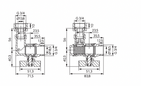 Ferro zestaw zaworów kulowych kątowych do kotła 1-funkcyjnego ZK1F20