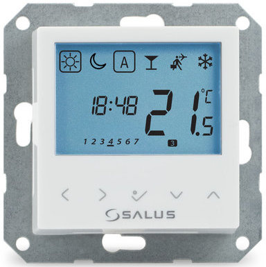Salus przewodowy, podtynkowy, cyfrowy regulator temperatury - tygodniowy, 230V, biały, montaż do ramki 55x55 BTRP230-9010