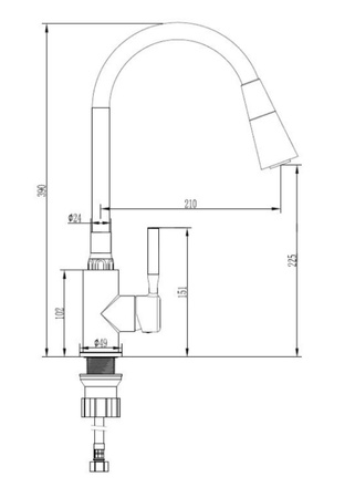 Invena bateria zlewozmywakowa POGO PLUS z ruchomą dwufunkcyjną wylewką, czarna BZ-80-P04